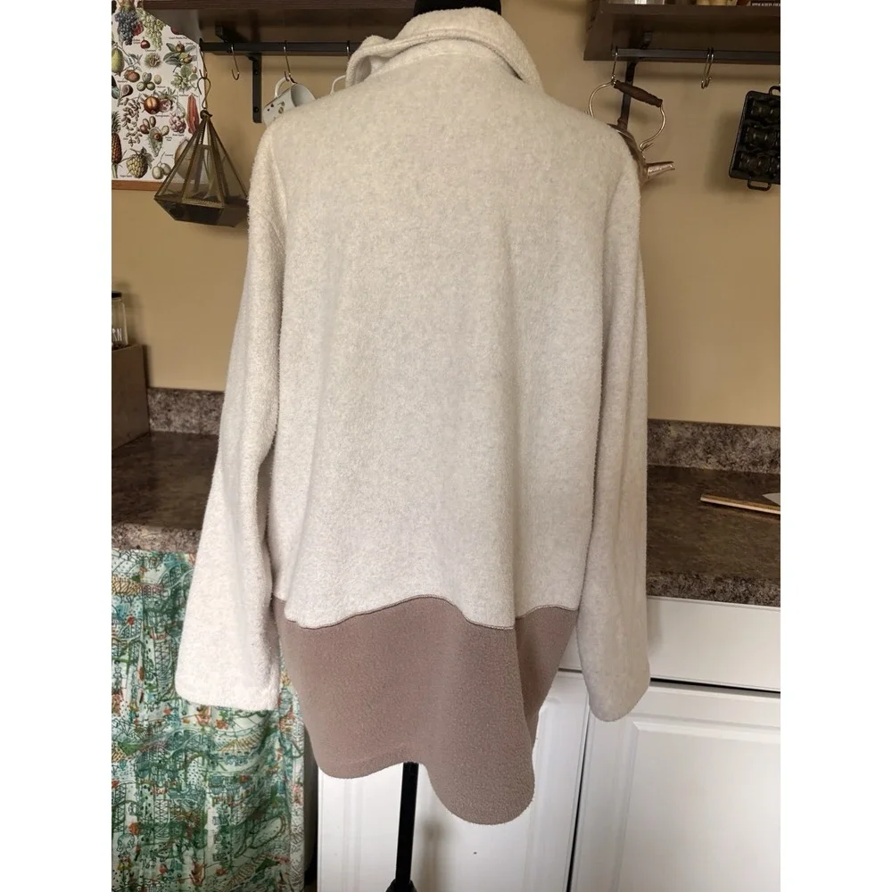 VTG Teddi Fleece Button Cottage Applique Granny Cardigan Fall Cabin Sweater Sz L - Picture 4 of 8